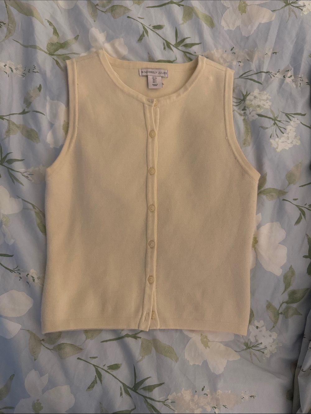 Women’s Yellow Button-Front Knit Tank Top